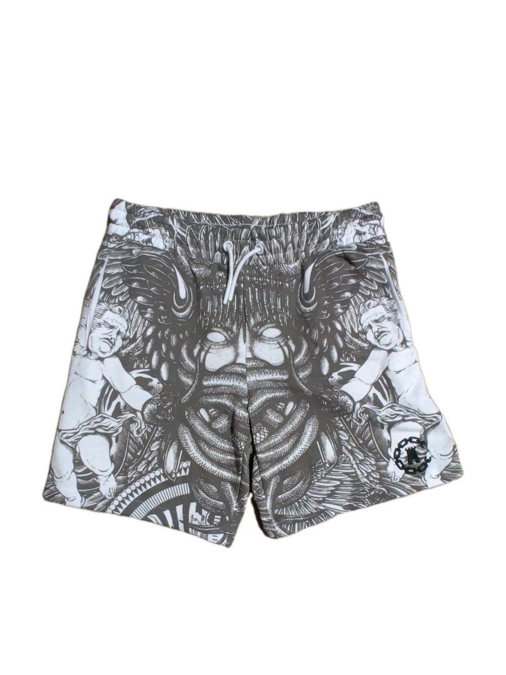 Crooks & Castles Medusa Graphic Fleece Shorts Relaxed Fit Drawstring‎ 7"